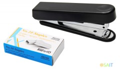 Комплект степлер+скобы Kw-Trio 05101F N10 (10листов) встроенный антистеплер ассорти 50скоб металл/пластик закрытый блистер