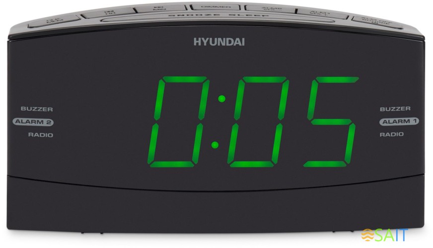 Радиобудильник Hyundai H-RCL238 черный LCD подсв:зеленая часы:цифровые FM