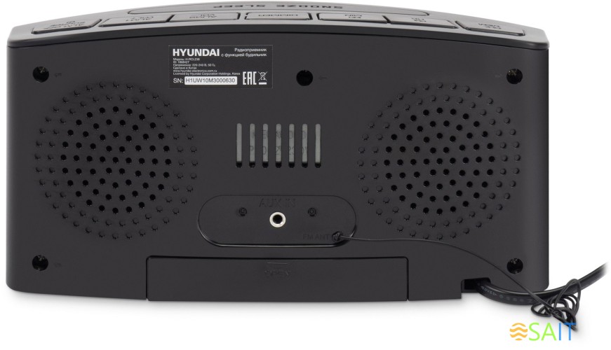 Радиобудильник Hyundai H-RCL238 черный LCD подсв:зеленая часы:цифровые FM