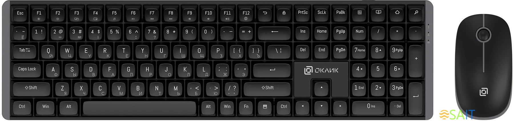 Клавиатура + мышь Оклик S315W клав:черный мышь:черный USB беспроводная Multimedia (1978741)