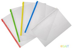 Папка на молнии ZIP Бюрократ -BPM4ABLUE A4+ полипропилен 0.15мм карм.для визит. цвет молнии синий