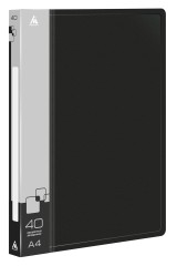 Папка с 40 прозр.вклад. Бюрократ -BPV40BLCK A4 пластик 0.65мм торц.карм с бум. встав черный