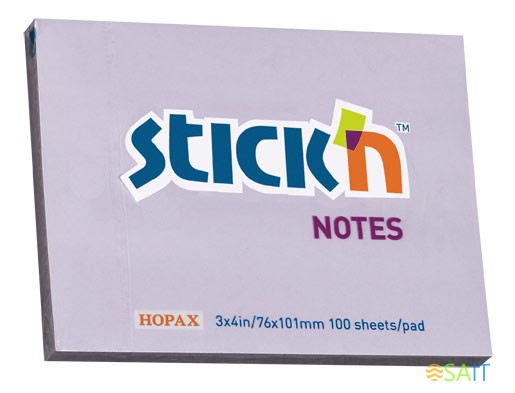 Блок самоклеящийся бумажный Stick`n 21404 76x101мм 100лист. 70г/м2 пастель сиреневый