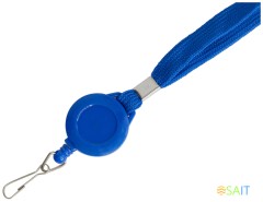 Шнур для бейджа Silwerhof с рулеткой 45х1см 70см карабин синий