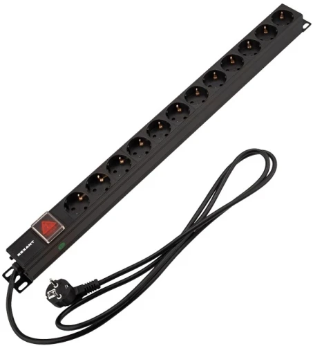 Блок распределения питания Rexant 04-0204-2 верт.размещ. 12xSchuko базовые 16A Schuko 2м