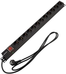 Блок распределения питания Rexant 04-0204-2 верт.размещ. 12xSchuko базовые 16A Schuko 2м