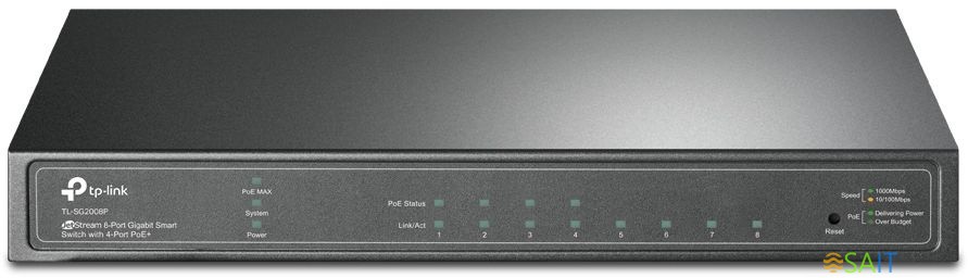 Коммутатор TP-Link JetStream SG2008P (L2) 8x1Гбит/с 4PoE+ 62W управляемый