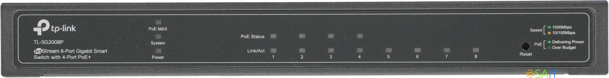 Коммутатор TP-Link JetStream SG2008P (L2) 8x1Гбит/с 4PoE+ 62W управляемый