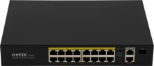 Коммутатор Netis P116GH (L2) 16x100Мбит/с 2x1Гбит/с 1SFP 16PoE 16PoE+ 240W неуправляемый