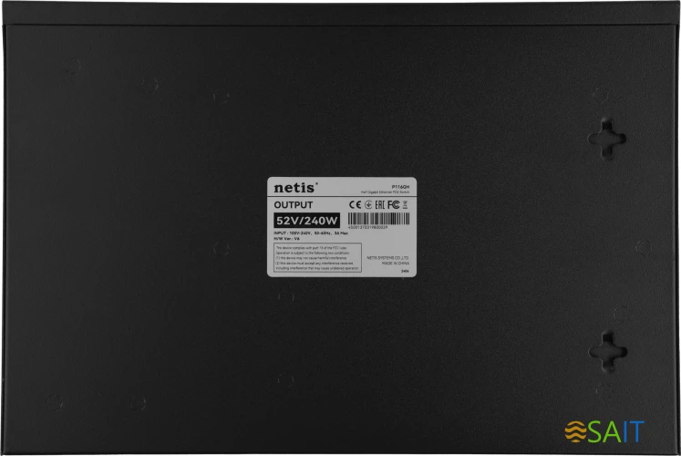 Коммутатор Netis P116GH (L2) 16x100Мбит/с 2x1Гбит/с 1SFP 16PoE 16PoE+ 240W неуправляемый
