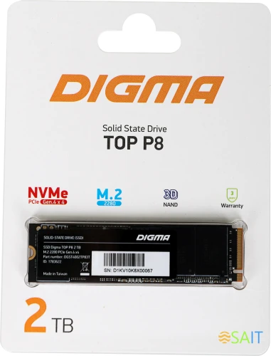 Накопитель SSD Digma PCIe 4.0 x4 2TB DGST4002TP83T Top P8 M.2 2280