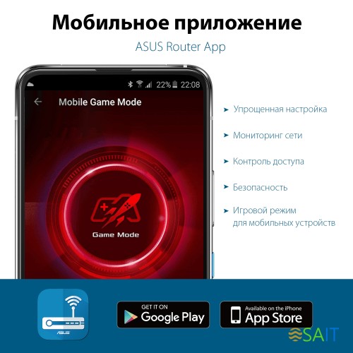 Роутер беспроводной Asus GT-AX6000 AX6000 100/1000/2500BASE-T черный