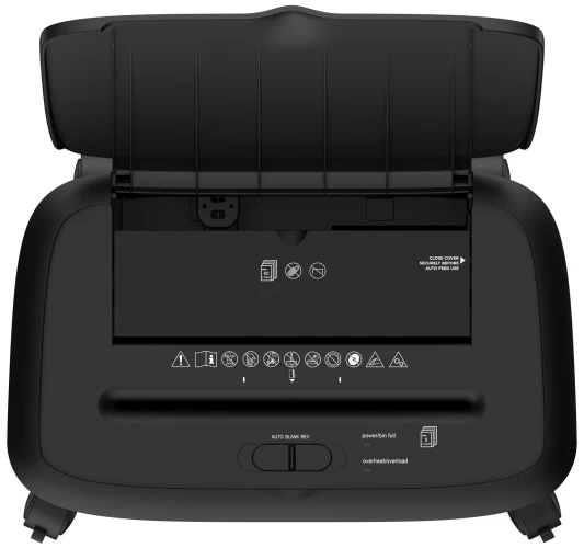 Шредер Cactus CS-SH-D4 черный с автоподачей (секр.P-5) фрагменты 60лист. 15лтр. скрепки скобы пл.карты