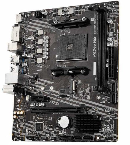 Материнская плата MSI A520M-A PRO Soc-AM4 AMD A520 2xDDR4 mATX AC`97 8ch(7.1) GbLAN RAID+DVI+HDMI
