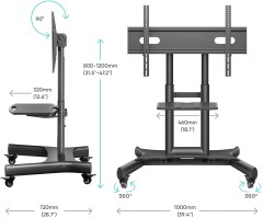 Стойка для телевизора Onkron TS1380 черный 50"-83" макс.70кг напольный мобильный