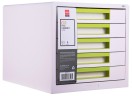Бокс для документов Deli EZ01053 Rio 5 выдвижных ящиков 277х344х259мм белый/зеленый пластик