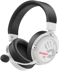 Наушники с микрофоном A4Tech Bloody MR590 Sports белый/черный 1.5м мониторные BT/Radio/3.5mm оголовье (MR590+ WIRED/SPORT WHITE)