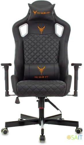 Кресло игровое Knight Outrider черный ромбик эко.кожа с подголов. крестов. металл