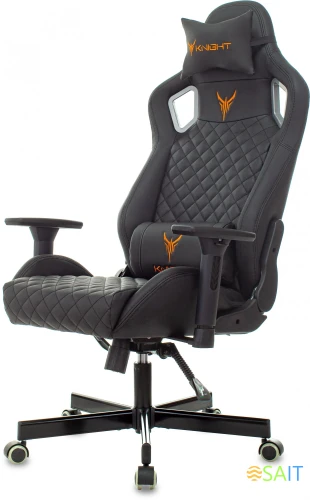 Кресло игровое Knight Outrider черный ромбик эко.кожа с подголов. крестов. металл