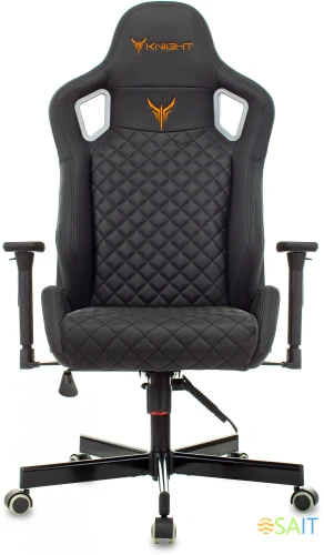 Кресло игровое Knight Outrider черный ромбик эко.кожа с подголов. крестов. металл