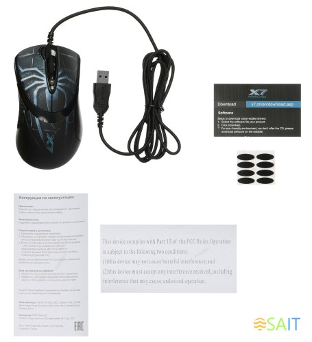 Мышь A4Tech Oscar Editor XL-747H рисунок/голубой лазерная 3600dpi USB 6but (XL-747H (BLUE SPIDER))