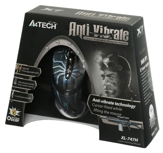 Мышь A4Tech Oscar Editor XL-747H рисунок/голубой лазерная 3600dpi USB 6but (XL-747H (BLUE SPIDER))