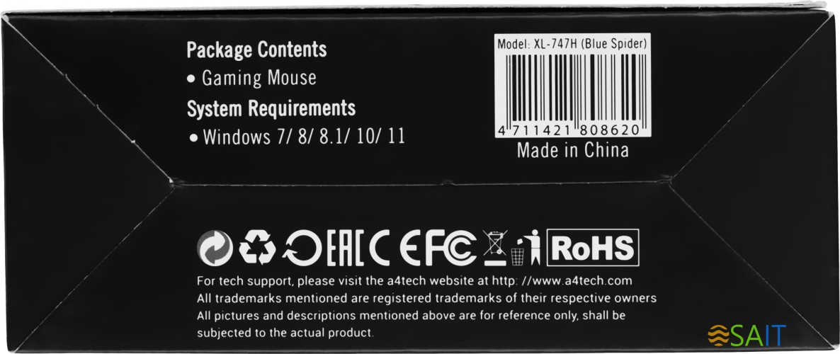 Мышь A4Tech Oscar Editor XL-747H рисунок/голубой лазерная 3600dpi USB 6but (XL-747H (BLUE SPIDER))