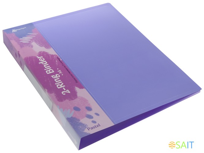 Папка на 2-х кольцах Бюрократ Pastel PAST0812/2RVIO A4 пластик 0.5мм кор.27мм торц.карм с бум. встав фиолетовый