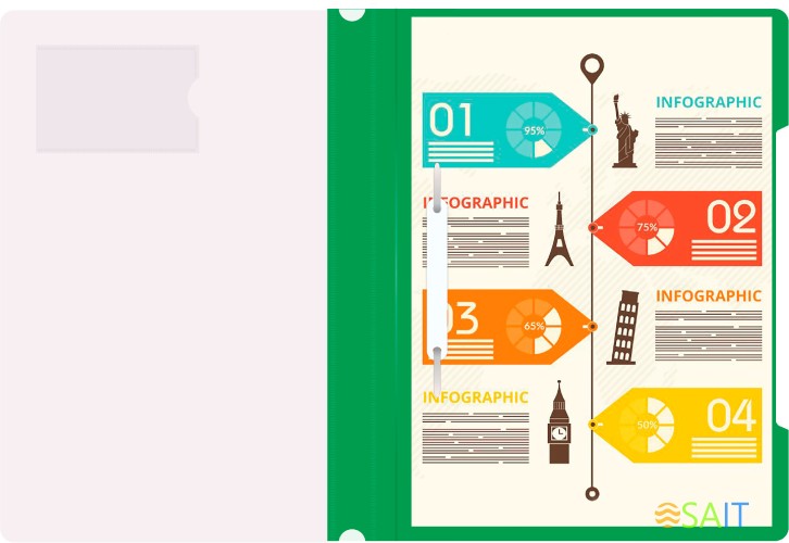 Папка-скоросшиватель Бюрократ -PS-V20GRN A4 прозрач.верх.лист карм.для визит. пластик зеленый 0.12/0.16