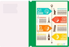 Папка-скоросшиватель Бюрократ -PS-V20GRN A4 прозрач.верх.лист карм.для визит. пластик зеленый 0.12/0.16