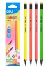 Набор карандашей ч/г Deli EU54600 Neon HB трехгран. пластик ассорти 4цв. неон кор.европод. (12шт) ластик 12 карандашей для тех/черт.целей