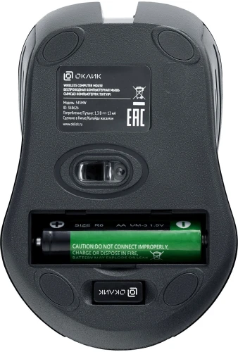 Мышь Оклик 545MW черный оптическая 1600dpi беспров. USB для ноутбука 4but (368626)