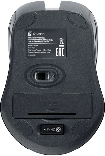 Мышь Оклик 545MW черный оптическая 1600dpi беспров. USB для ноутбука 4but (368626)