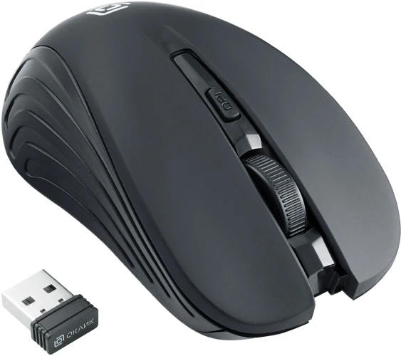 Мышь Оклик 545MW черный оптическая 1600dpi беспров. USB для ноутбука 4but (368626)