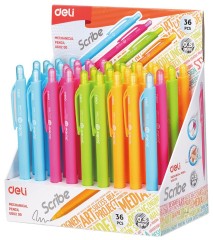 Карандаш мех. Deli Scribe EU60200 0.5мм трехгран. пластик ассорти ластик