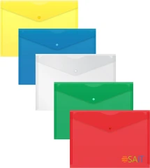 Конверт на кнопке Бюрократ -PK803A/1 A4 пластик 0.18мм ассорти