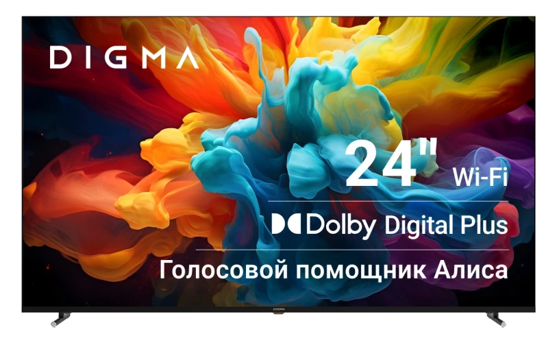 Телевизор LED Digma 24" DM-LED24SBB32 Яндекс.ТВ Frameless Metal черный/черный HD 60Hz DVB-T DVB-T2 DVB-C DVB-S DVB-S2 USB WiFi Smart TV