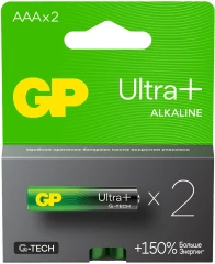 Батарея GP Ultra Plus Alkaline 24AUPA21-2CRSB2 AAA (2шт) блистер