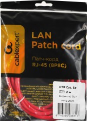 Патч-корд Premier PP12-2M/R 1000Гбит/с UTP 4 пары cat.5E CCA molded 2м красный RJ-45 (m)-RJ-45 (m)