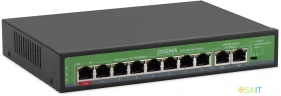 Коммутатор Digma DSP208F-2F-T120 DSP208F-2F-T120 V1 (L2) 10x100Мбит/с 8PoE 8PoE+ 120W неуправляемый