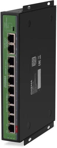 Коммутатор Digma DSP208F-2F-T120 DSP208F-2F-T120 V1 (L2) 10x100Мбит/с 8PoE 8PoE+ 120W неуправляемый