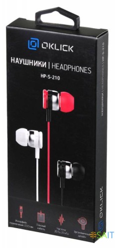 Наушники внутриканальные Оклик HP-S-210 1.1м черный проводные в ушной раковине (D1-1B)