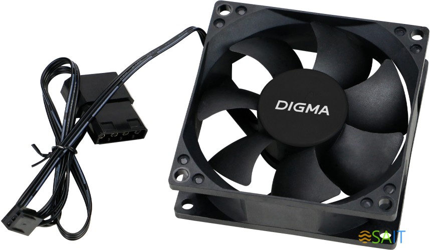 Вентилятор для корпуса Digma DFan-80 80х80x25 черный 3-pin 4-pin (Molex) 23дБ Ret