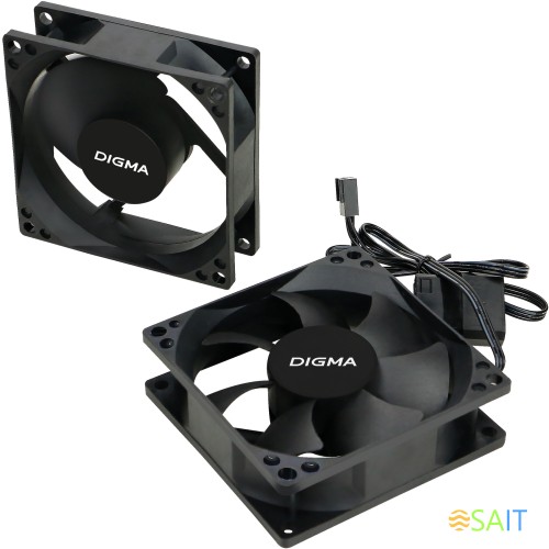 Вентилятор для корпуса Digma DFan-80 80х80x25 черный 3-pin 4-pin (Molex) 23дБ Ret