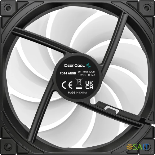 Вентилятор для корпуса Deepcool FD14 ARGB 140х140x25 черный 4-pin 25.6дБ (R-FD14-BKAPN1-G) Ret