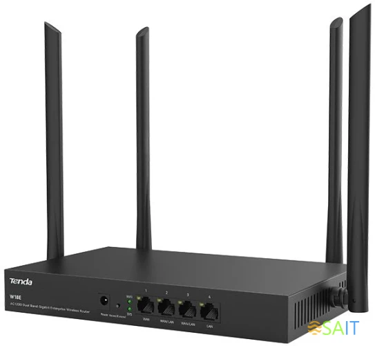 Роутер беспроводной Tenda W18E AC1200 10/100/1000BASE-TX черный