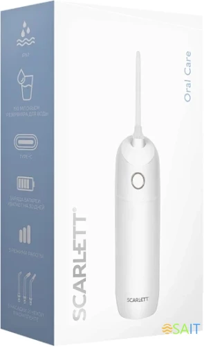 Ирригатор Scarlett SC-WF03 портатив. 3насад. белый
