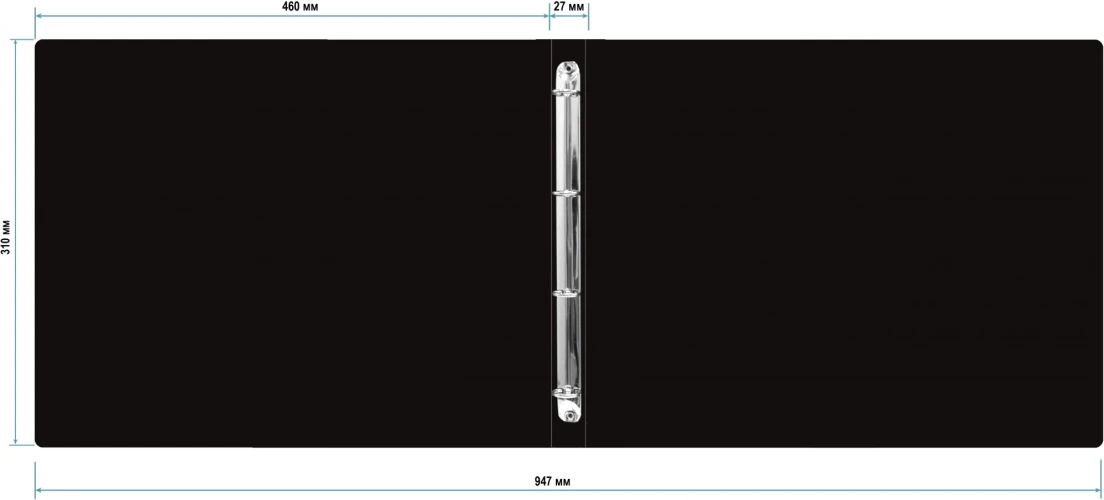 Папка на 4-х кольцах Бюрократ -0827GA3BLCK A3 гориз. пластик 0.8мм кор.27мм черный