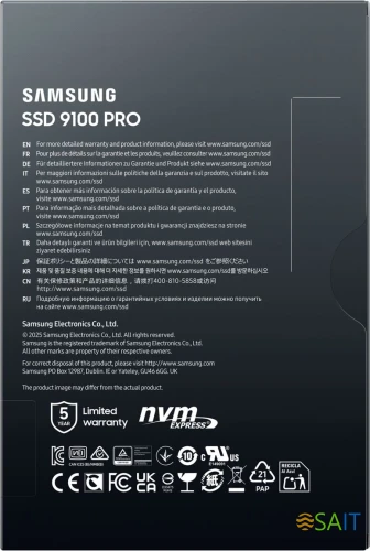Накопитель SSD Samsung PCIe 5.0 x4 4TB MZ-VAP4T0BW 9100 PRO M.2 2280