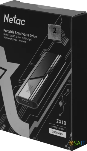 Накопитель SSD Netac USB-C 2TB NT01ZX10-002T-32BK ZX10 1.8" черный
